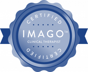 Certification seal featuring IMAGO branding and 'Clinical Therapist' title on blue circular badge